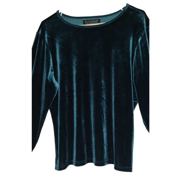 Dialogue Velvet Velour Top DEEP GREEN Luxury Holiday Party Stretchy Size 18W - Picture 2 of 10